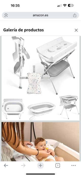 Cambiador y bañera pregable con patas