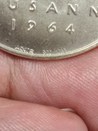 Moneda Plata Exposición Nacional Suiza 1964