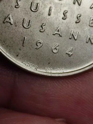 Moneda Plata Exposición Nacional Suiza 1964