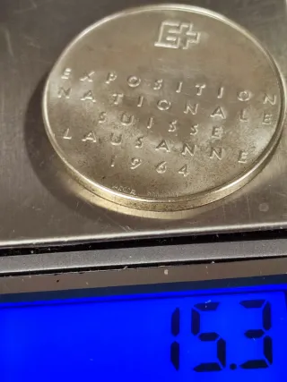 Moneda Plata Exposición Nacional Suiza 1964