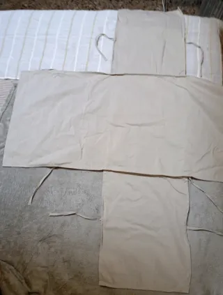 Funda larga algodón beige para silla