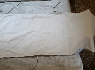 Funda larga algodón beige para silla