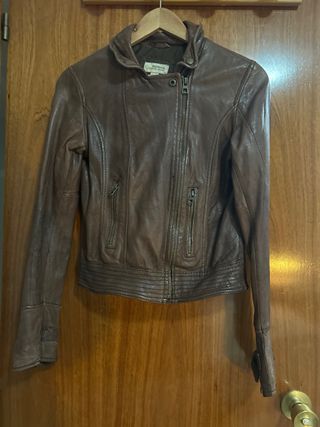 Chaqueta de cuero mujer marrón