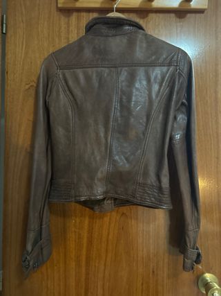 Chaqueta de cuero mujer marrón