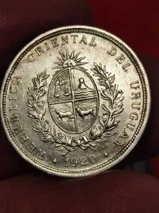 Moneda Plata Artigas 20 Centavos Uruguay