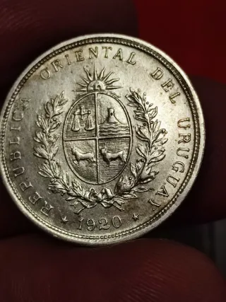 Moneda Plata Artigas 20 Centavos Uruguay