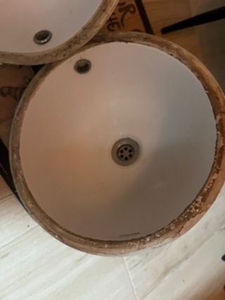 2 Lavabos Redondos Porcelana 37cm Bajo Encimera