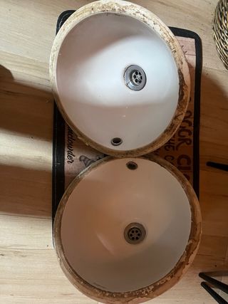 2 Lavabos Redondos Porcelana 37cm Bajo Encimera