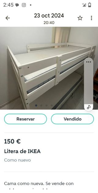 Camarote madera blanca Ikea