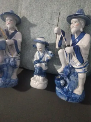 Conjunto 3 Figuras Japonesas Pescadores