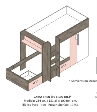 Cama tren Conforama + 2 colchones