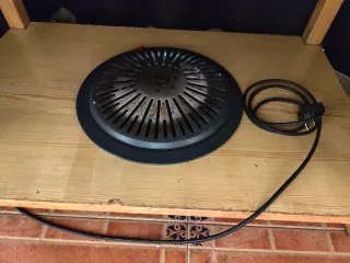 Tavolo consolle con cristallo, gonna, fornello