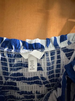 Prendisole fantasia foglie blu e bianco