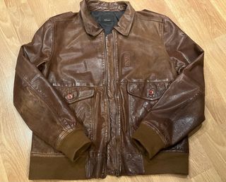 Cazadora Zara Piel Aviador Marrón