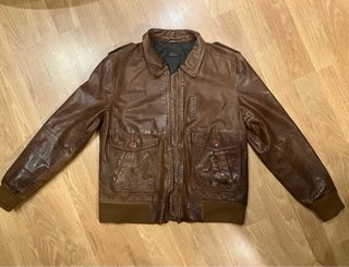 Cazadora Zara Piel Aviador Marrón