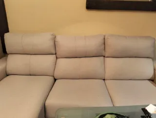 Divano letto beige in tessuto