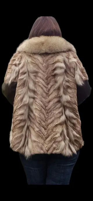 Abrigo de pelo natural beige y marrón