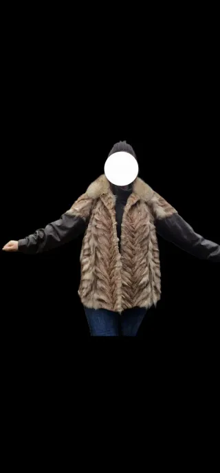 Abrigo de pelo natural beige y marrón