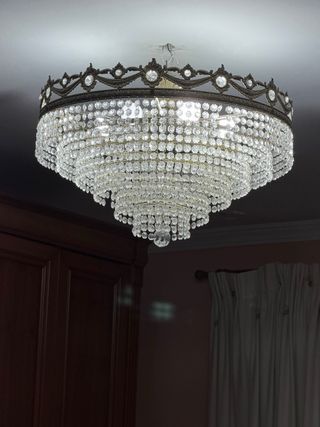 Lámpara de techo de cristal y metal