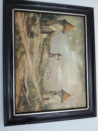 Cuadro de paisaje con molinos,48 anch38alto