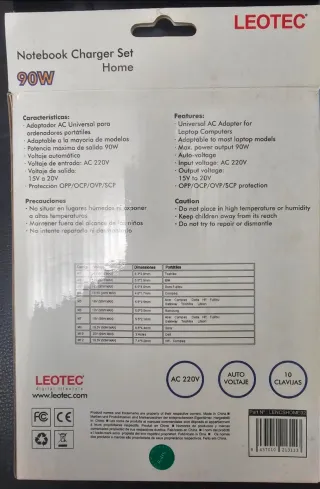Cargador LEOTEC 90W Notebook Set Universal