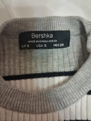 Jersey Bershka rayas gris blanco talla S