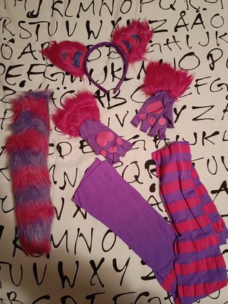 Disfraz Gato Cheshire Rayas Morado Rosa