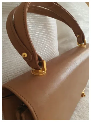 Bolso de mano vintage piel marrón
