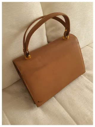 Bolso de mano vintage piel marrón