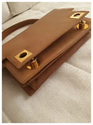 Bolso de mano vintage piel marrón