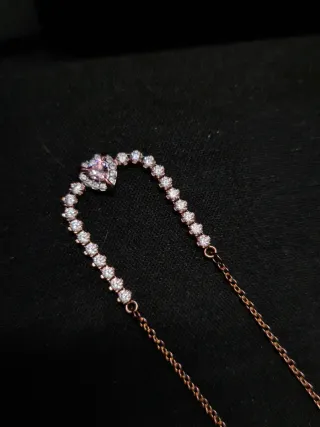 Pulsera Swarovski Corazón Rosa y Oro