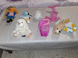 Lote Peluches: Trudy, Perro, Delfín, Conejo