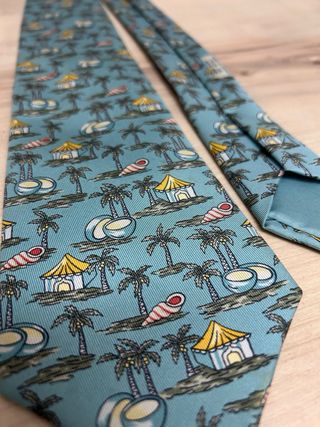 Corbata Hermès Seda Estampada Tropical