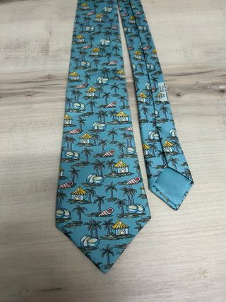 Corbata Hermès Seda Estampada Tropical