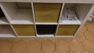 Puf cuadrado piel sintética marrón