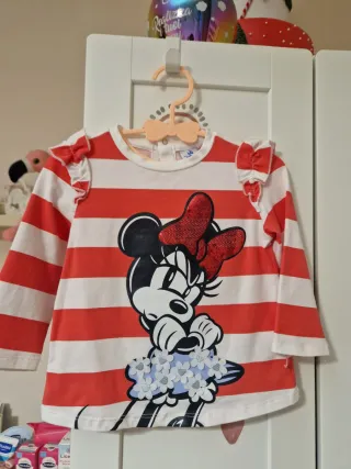 Maglietta Minnie Mouse a righe rosse e bianche
