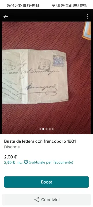 Busta da lettera con francobollo 1901
