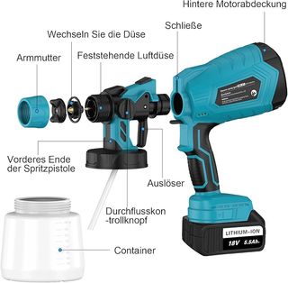 ASUNCELL pistola Pintura 1L 3 boquillas 2 baterías