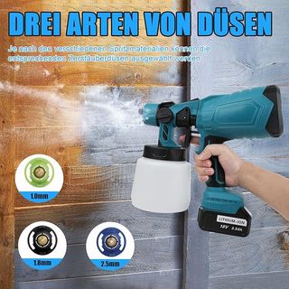 ASUNCELL pistola Pintura 1L 3 boquillas 2 baterías