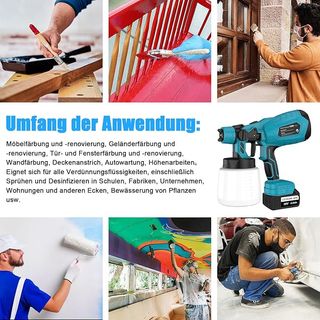 ASUNCELL pistola Pintura 1L 3 boquillas 2 baterías