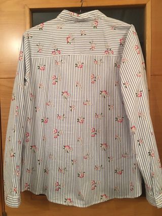 Camisa Primark Rayas Flores Azul Blanco