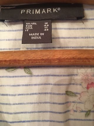 Camisa Primark Rayas Flores Azul Blanco