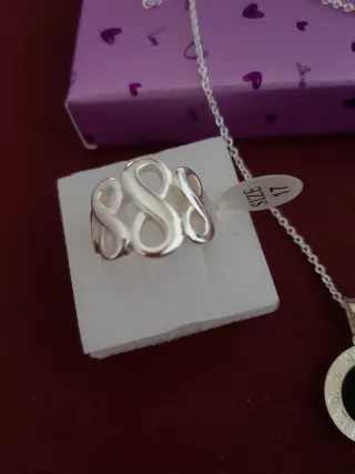 Conjunto Plata Baño: Collar, Pulsera y Anillo