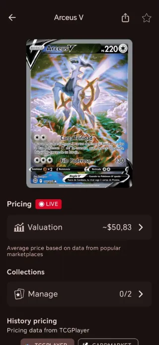 Carta Pokémon Arceus V Básico