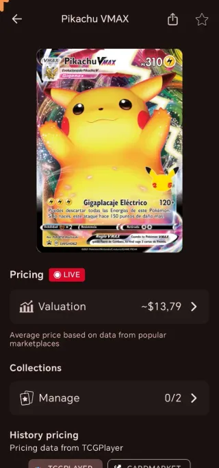 Carta Pokémon Pikachu VMAX 310 HP
