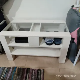 Banco zapatero blanco con cristal