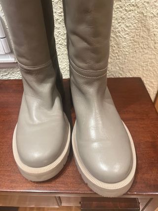 Botas de piel altas beige