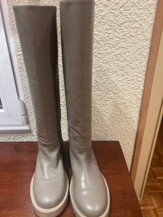 Botas de piel altas beige