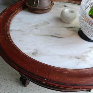 Mesa Centro Redonda Madera y Mármol