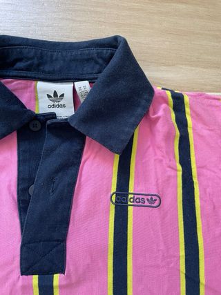 Camisa Adidas Vintage Rayas Rosa Negra Amarilla